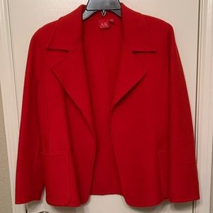 Anne Klein Vibrant Red Wool Open Front Coat